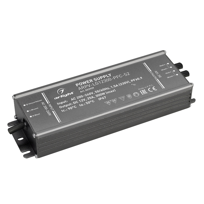 Блок питания ARPV-LG12300-PFC-S2 12V 25.0A 300W Arlight IP67 Металл 5 лет арт.022929